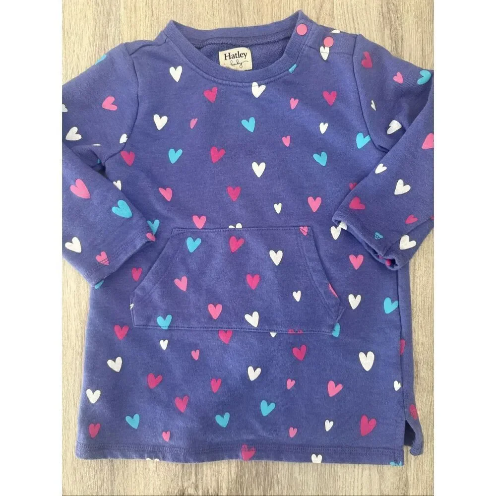 Hatley 2T Toddler Girl Dress Hatley Confetti Hearts - Iris